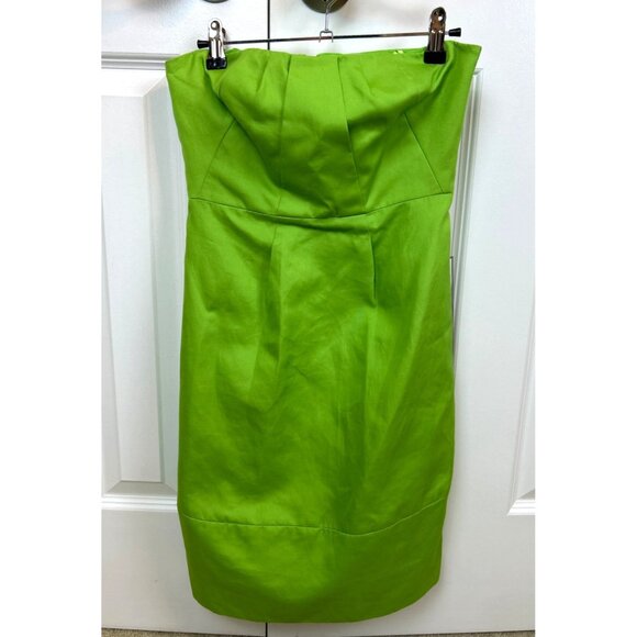J. Crew Lime Green Strapless Cotton Summer Party Cocktail Mini Dress w/ Pockets - Picture 4 of 13